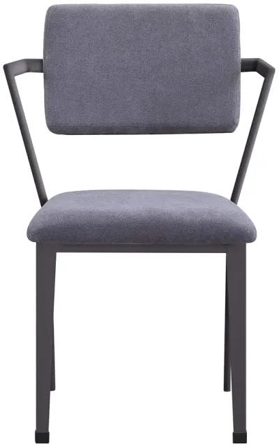 Metal Chair with Fabric Upholstered Seat and Back, Gray - Benzara