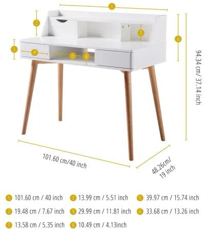 Teamson Home Creativo Wooden Writing Desk with Storage, White/Natural