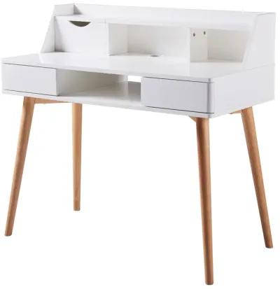 Teamson Home Creativo Wooden Writing Desk with Storage, White/Natural