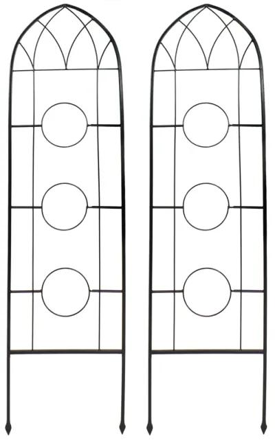 Sunnydaze 2-Piece Arched Wall Trellis with Flowerpot Supports