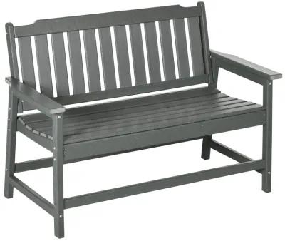 Dark Gray Garden Seat: Plastic Outdoor Bench with Backrest & Armrests