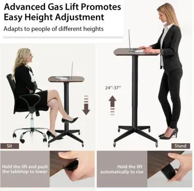 Height Adjustable Mobile Standing Desk with Lockable Wheels