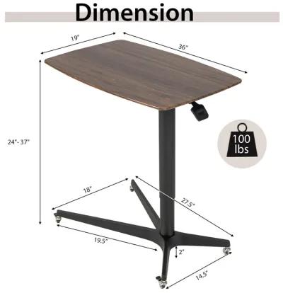 Height Adjustable Mobile Standing Desk with Lockable Wheels