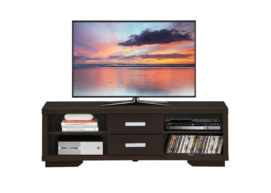 Modern TV Stand Entertainment Center with 2 Drawers and 4 Open Shelves