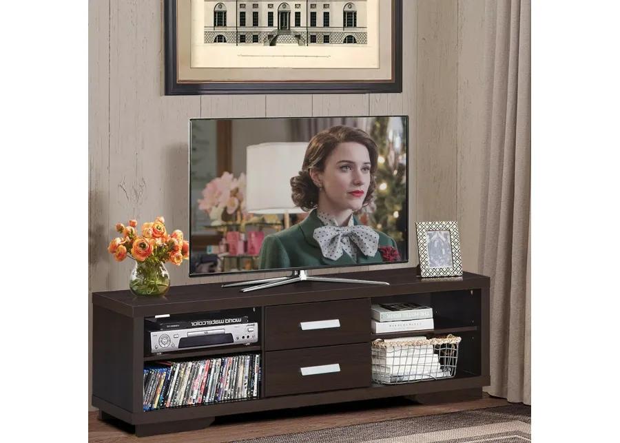 Modern TV Stand Entertainment Center with 2 Drawers and 4 Open Shelves