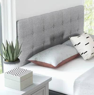 Linen Upholstered Headboard with Solid Rubber Wood Legs-Gray