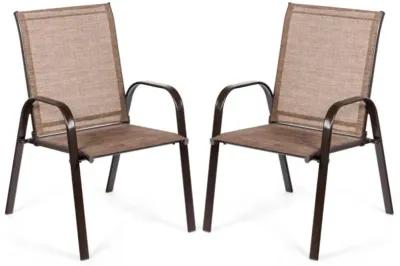 Hivvago 2 Pieces Patio Outdoor Dining Chair with Armrest