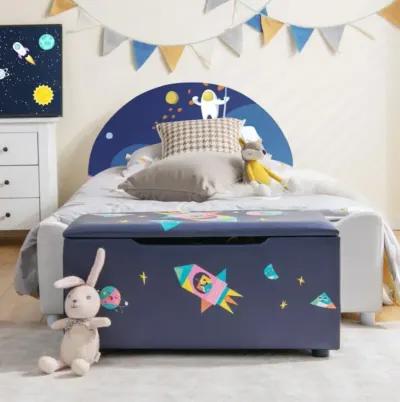 Hivvago Kids Wooden Upholstered Toy Storage Box with Removable Lid