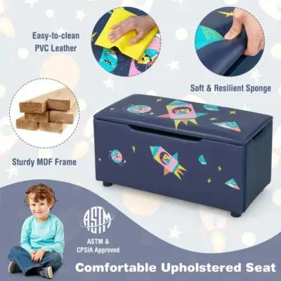 Hivvago Kids Wooden Upholstered Toy Storage Box with Removable Lid