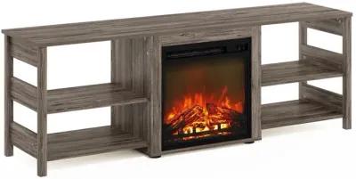 Furinno Classic 70 Inch TV Stand with Fireplace, Rustic Oak