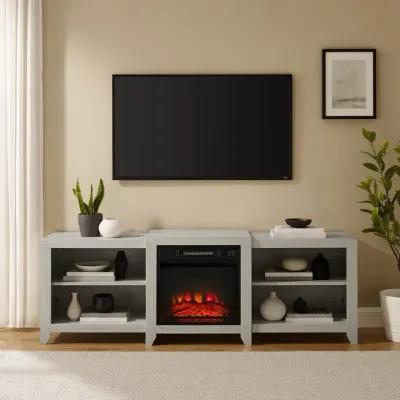 Ronin 69" Low Profile Tv Stand W/Fireplace Whitewash