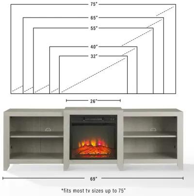 Ronin 69" Low Profile Tv Stand W/Fireplace Whitewash