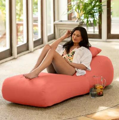 Arlo Outdoor Bean Bag Sun Lounger - Pool and Patio Chaise Bean Bag Lounger, Petal