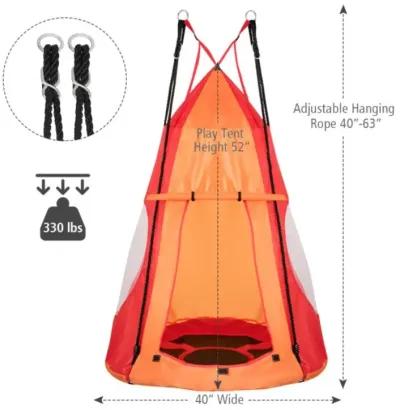 Hivvago 2-in-1 40 Inch Kids Hanging Chair Detachable Swing Tent