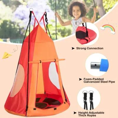 Hivvago 2-in-1 40 Inch Kids Hanging Chair Detachable Swing Tent