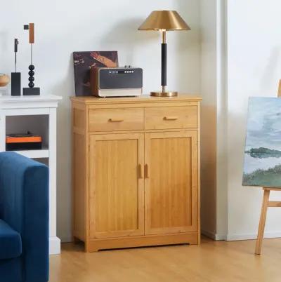 Natural Kitchen Organizer: Bamboo Buffet Cabinet with Drawers & Shelves