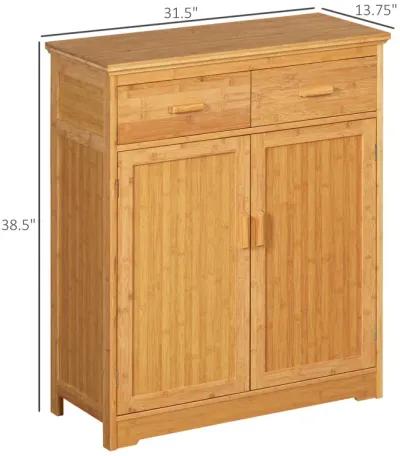 Natural Kitchen Organizer: Bamboo Buffet Cabinet with Drawers & Shelves