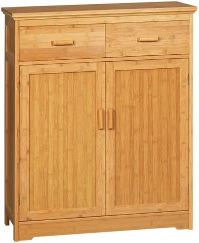 Natural Kitchen Organizer: Bamboo Buffet Cabinet with Drawers & Shelves