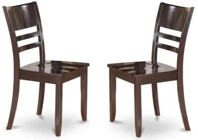 East West Furniture Lynfield  Dining  Chair  with  Wood  Seat  in  Cappuccino  Finish,  Set  of  2