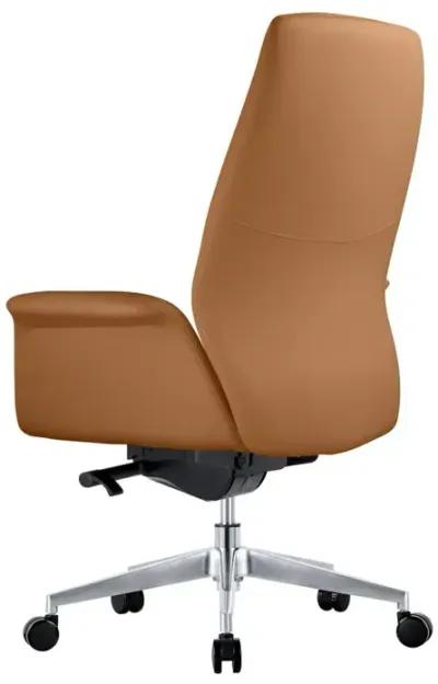 LeisureMod Summit Series Office Chair In Acorn BrownLeather