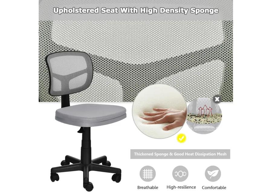 Armless Computer Chair with Height Adjustment and Breathable Mesh for Home Office