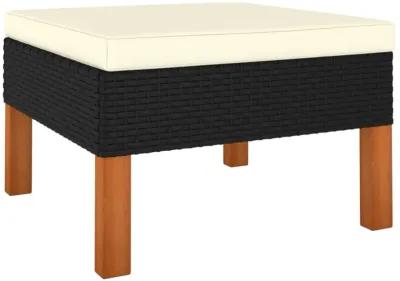 vidaXL Footstool Poly Rattan and Solid Eucalyptus Wood