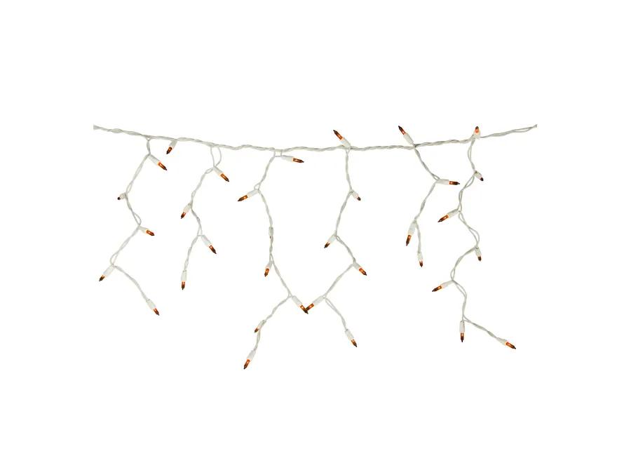 100 Count Orange Mini Icicle Christmas Lights - 3.5 ft White Wire