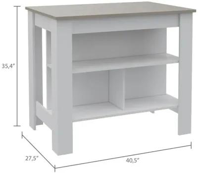 Rockaway 3-Shelf Kitchen Island And Light