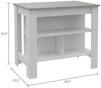 Rockaway 3-Shelf Kitchen Island And Light