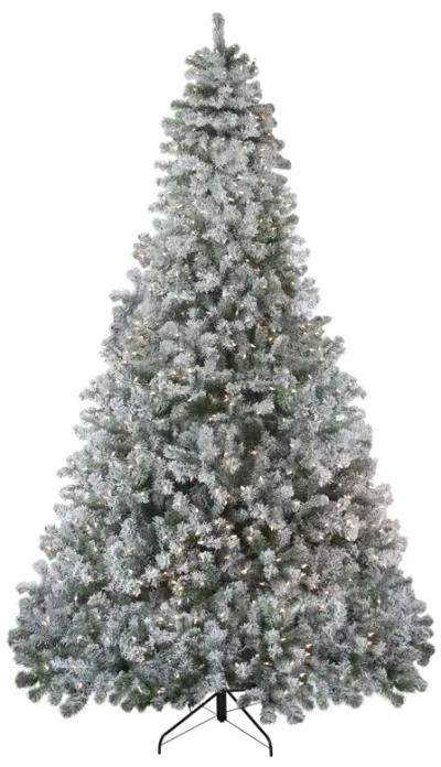 9' Pre-Lit Flocked Winema Pine Artificial Christmas Tree - Clear Lights