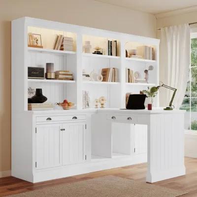 Versatile 3-Piece Bookcase & Writing Desk Set for Any Room