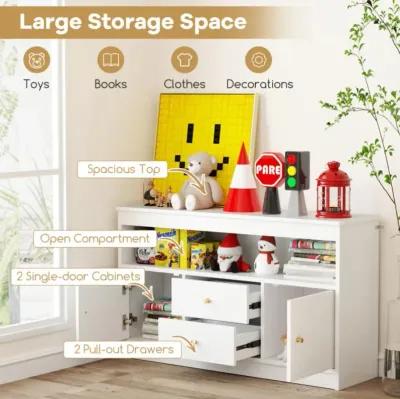 Hivvago Kids Toy Storage Organizer with Open Shelf and 2 Drawers for Playroom-White