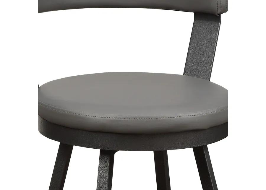 Leatherette Pub Chair with Curved Design Open Backrest, Set of 2,Light Gray - Benzara