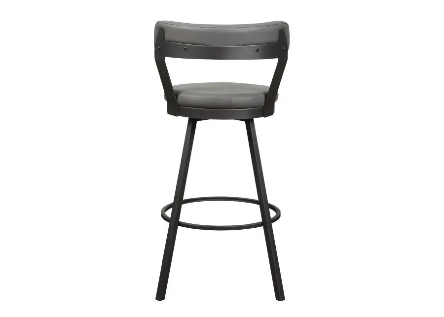 Leatherette Pub Chair with Curved Design Open Backrest, Set of 2,Light Gray - Benzara