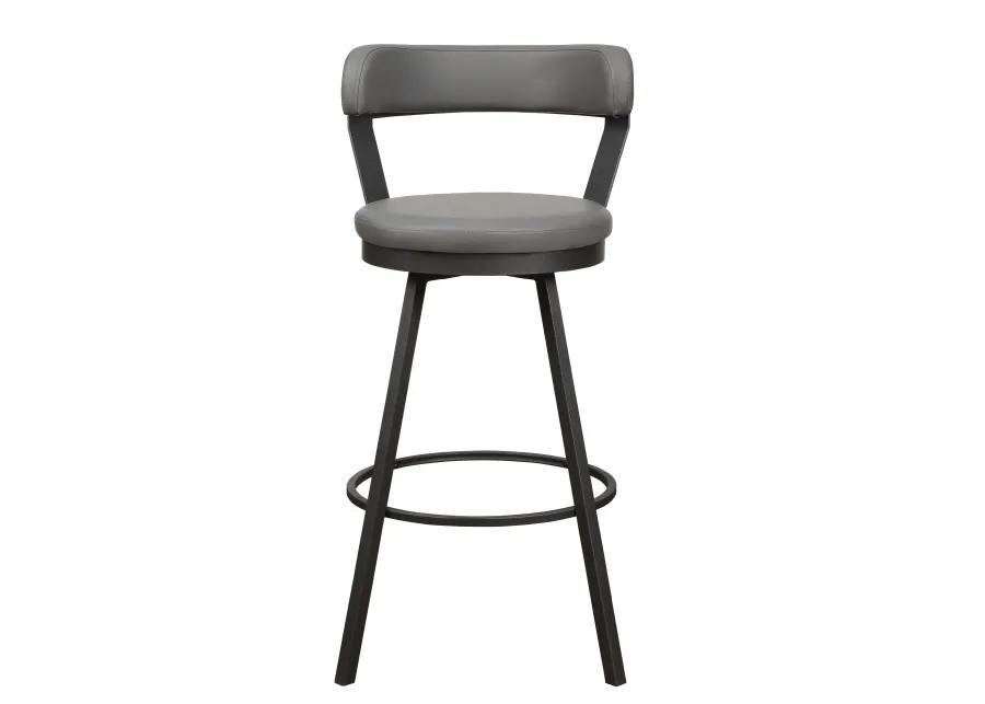 Leatherette Pub Chair with Curved Design Open Backrest, Set of 2,Light Gray - Benzara