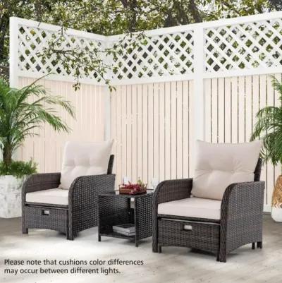 Hivvago 5 Piece Patio Conversation Set Outdoor Rattan Sofa Set with Coffee Table