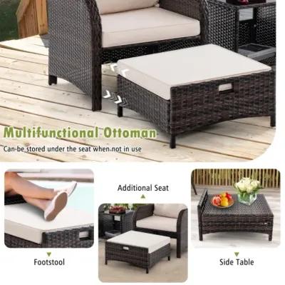 Hivvago 5 Piece Patio Conversation Set Outdoor Rattan Sofa Set with Coffee Table