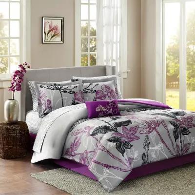 Gracie Mills Kelley 9-Piece Floral Comforter Set with Cotton Sheets