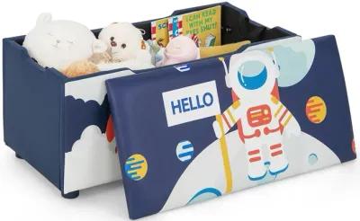 Kids Wooden Upholstered Toy Storage Box with Removable Lid