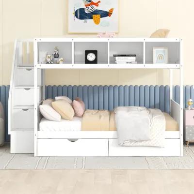 Merax Bunk Bed with Shelves  and Storage Staircase