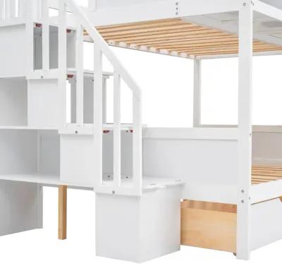 Merax Bunk Bed with Shelves  and Storage Staircase