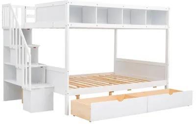 Merax Bunk Bed with Shelves  and Storage Staircase