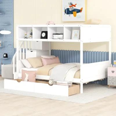 Merax Bunk Bed with Shelves  and Storage Staircase