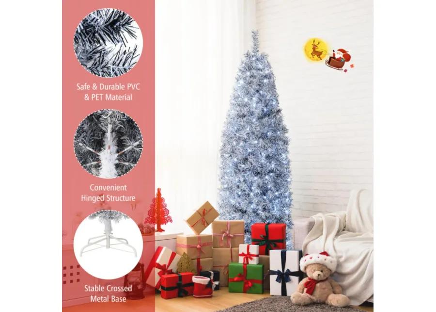 Hivvago Pre-Lit Artificial Christmas Tree with 250 Cool-White LED Lights Black and White