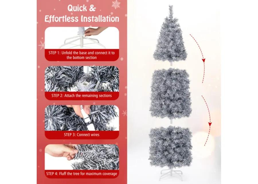 Hivvago Pre-Lit Artificial Christmas Tree with 250 Cool-White LED Lights Black and White