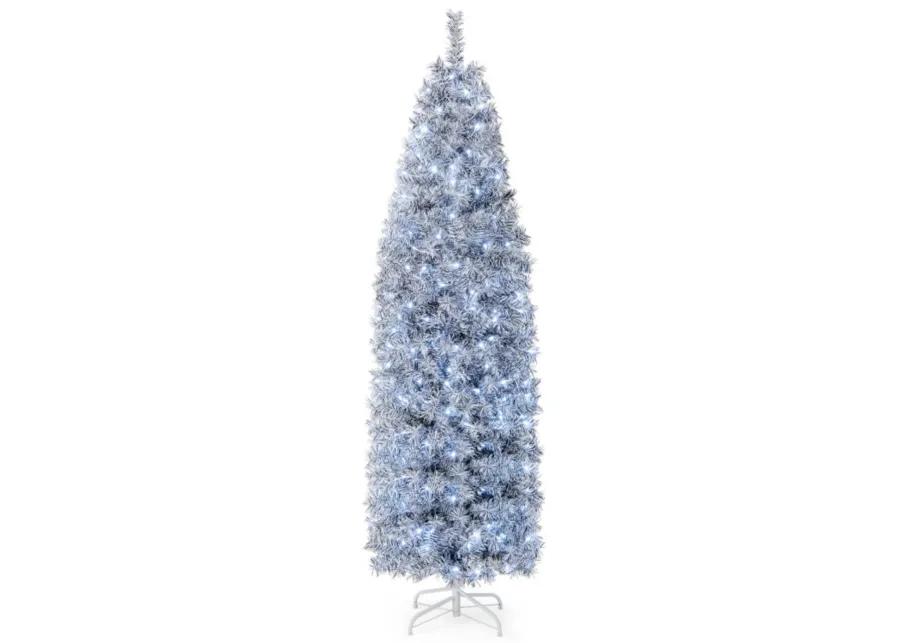 Hivvago Pre-Lit Artificial Christmas Tree with 250 Cool-White LED Lights Black and White