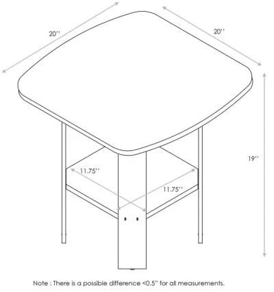 Furinno 2-11180DWN Simple Design End Table Set of Two, Dark Walnut