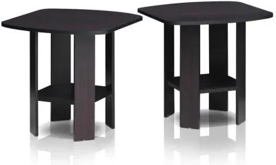 Furinno 2-11180DWN Simple Design End Table Set of Two, Dark Walnut