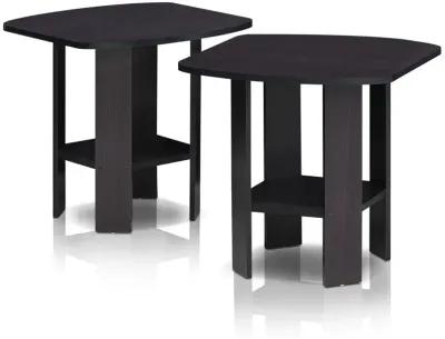 Furinno 2-11180DWN Simple Design End Table Set of Two, Dark Walnut