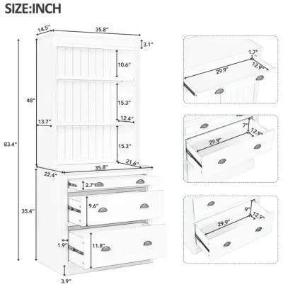 83.4"Tall Bookshelf & Writing Desk Suite, Modern Bookcase